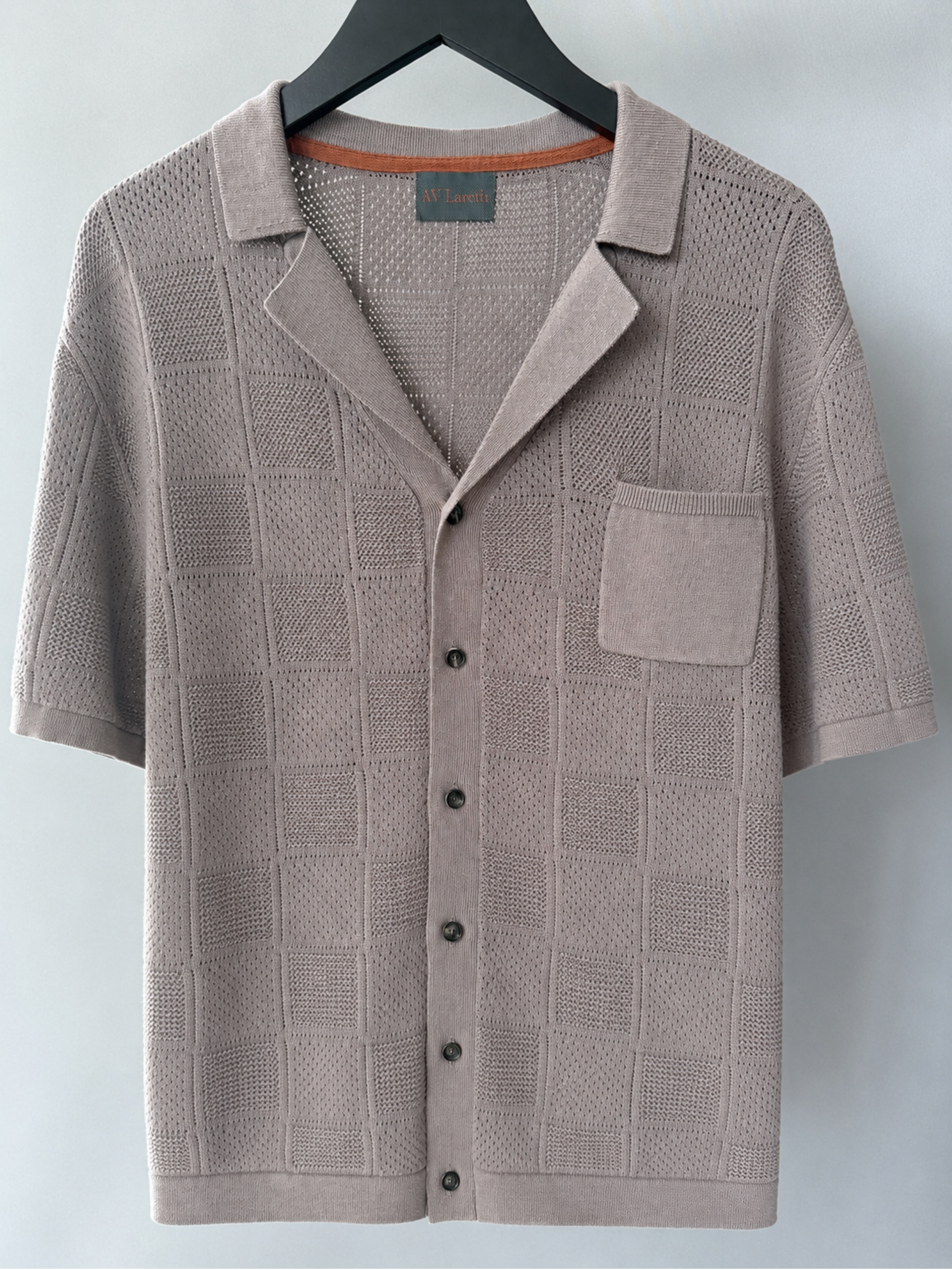 Taupe Knitted Button-Front Shirt