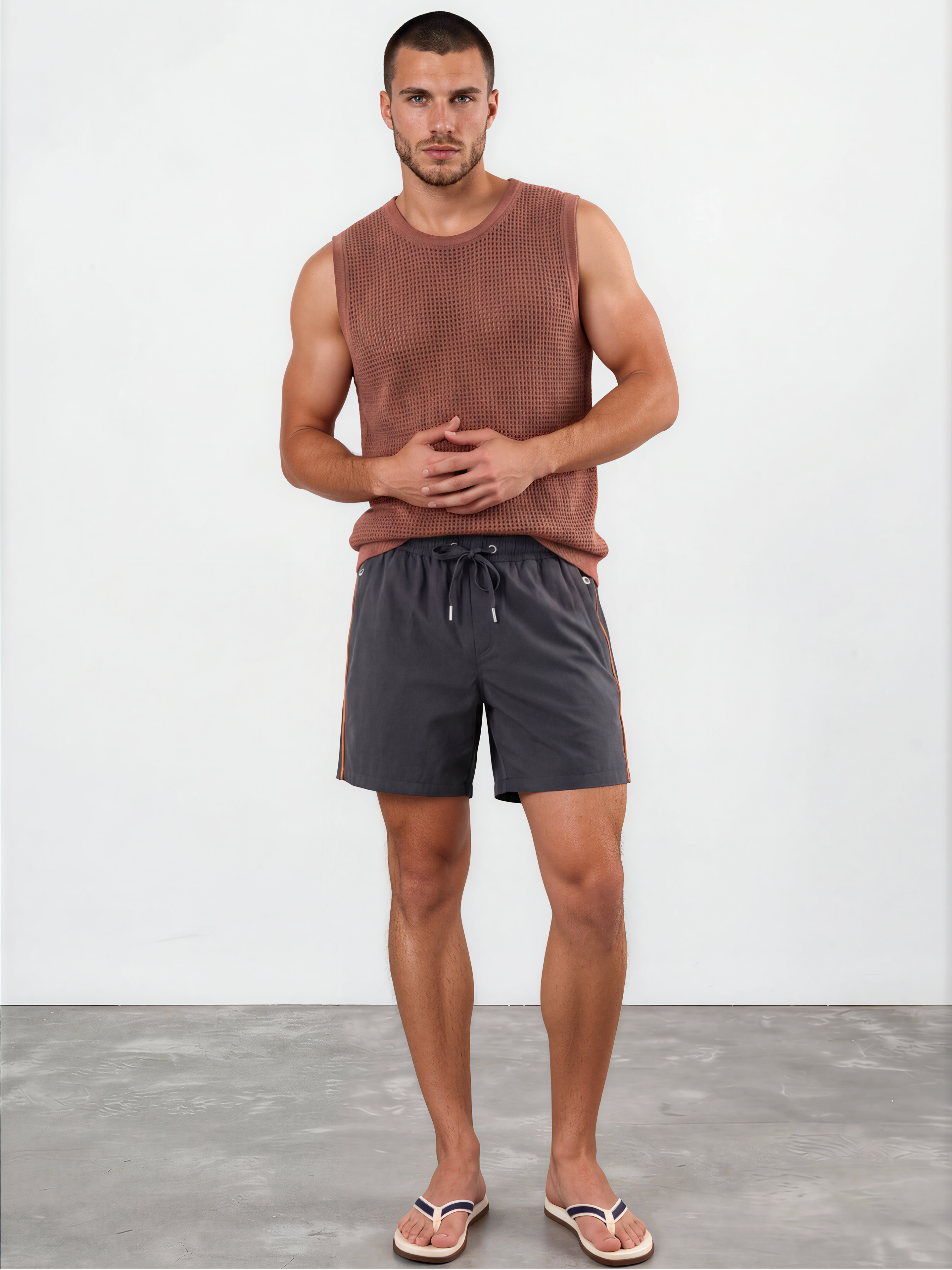 Saddle Brown Knitted Men's Tank