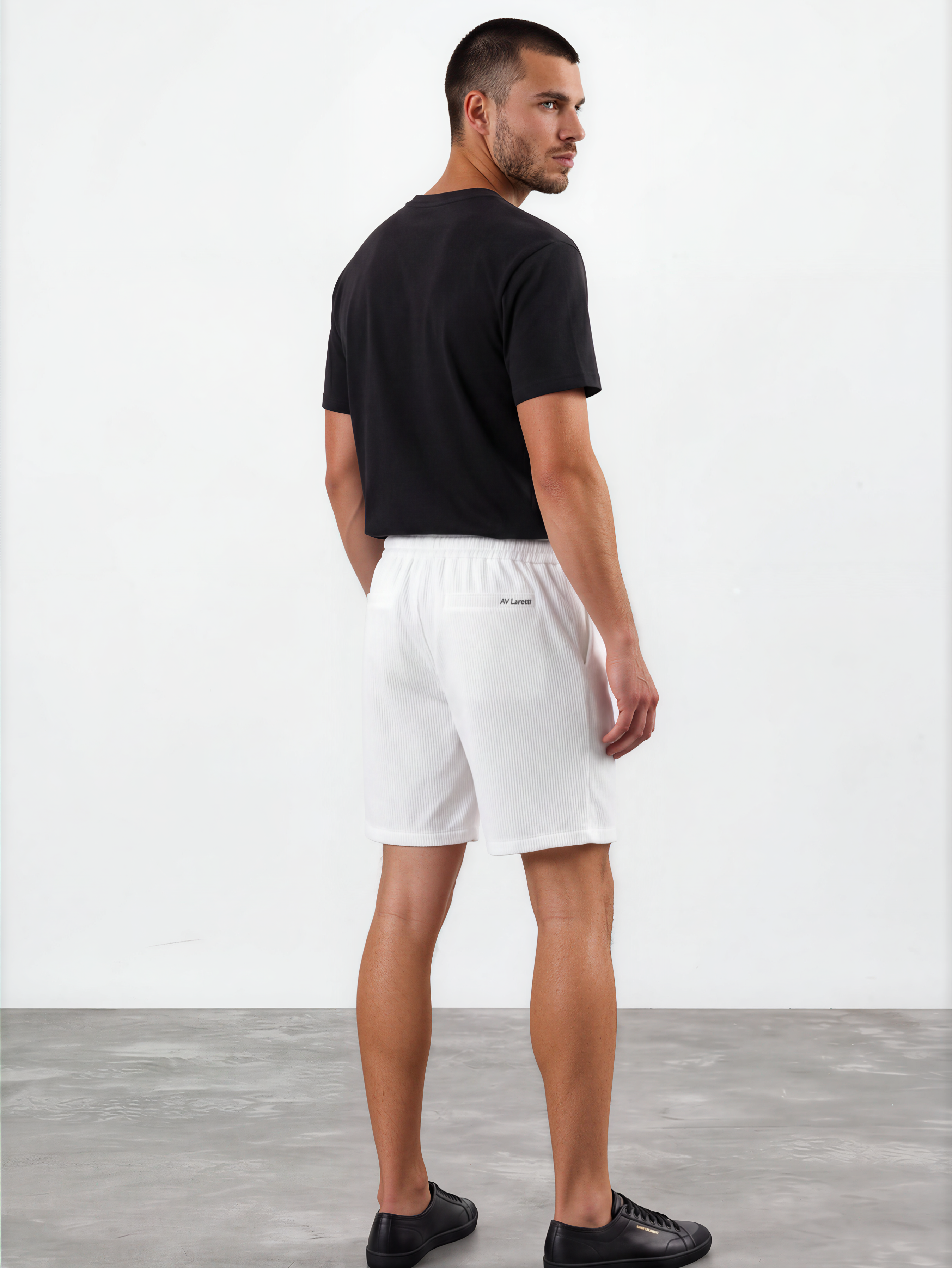 Off White Corduroy Elastic Waistband Short