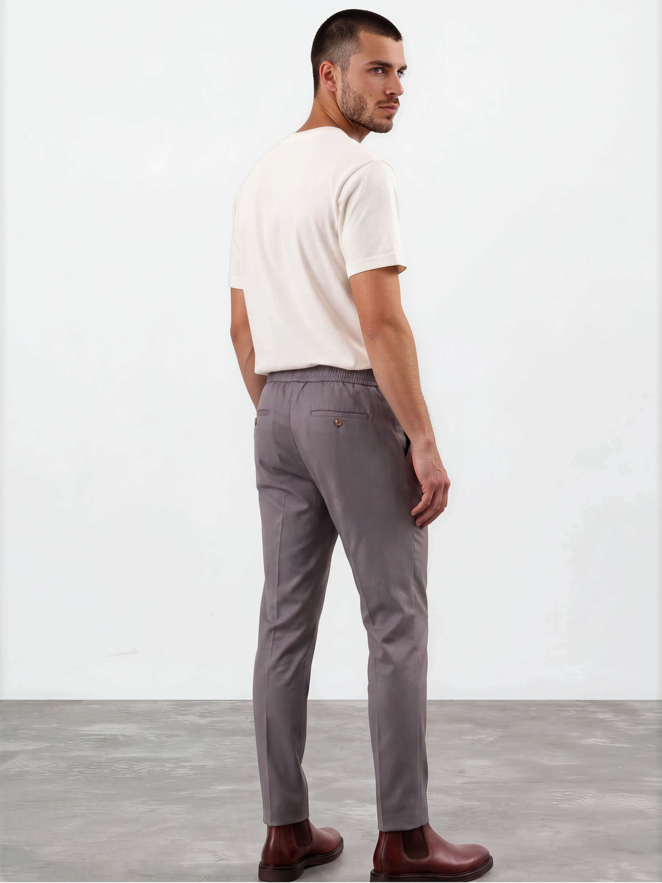 Matching Grey Drawstring Pant with Elastic Waistband