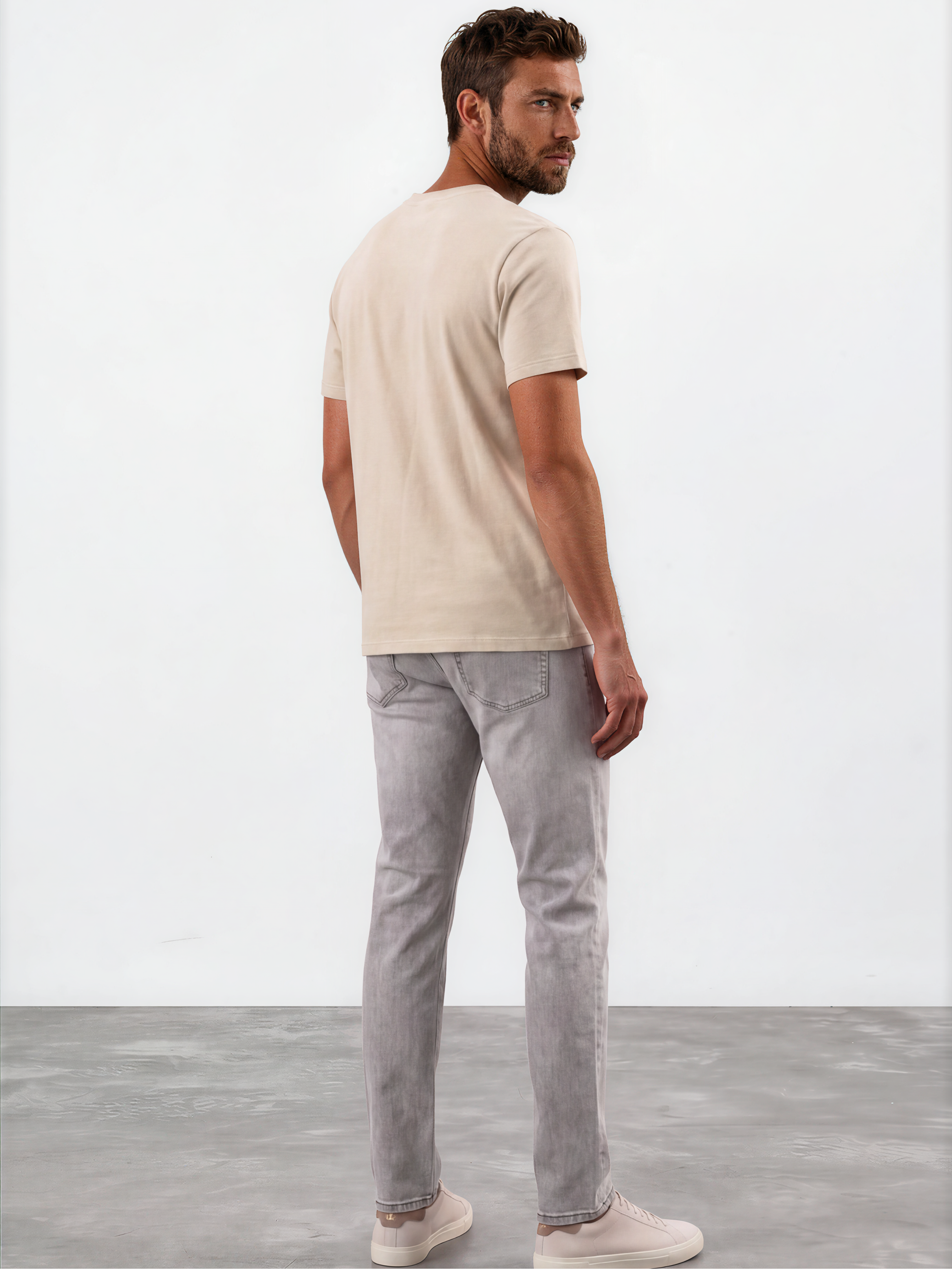 Beige standard crew neck tee