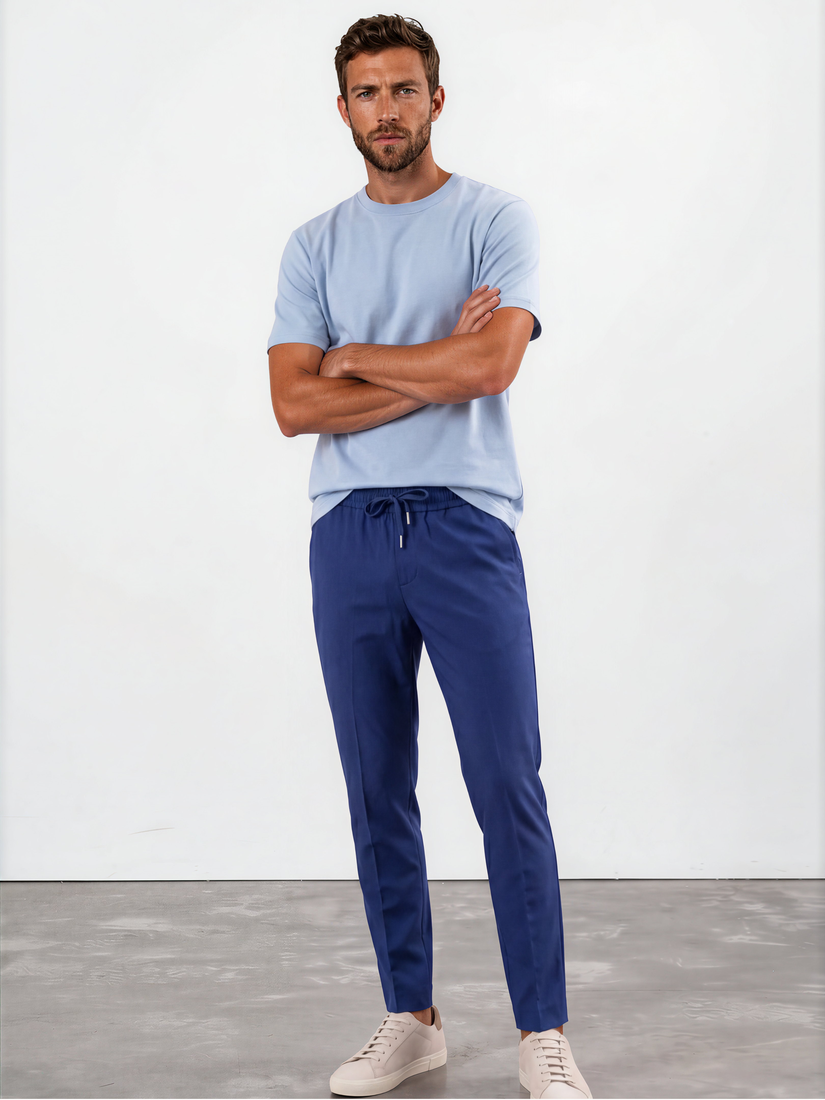 Dark Navy Drawstring Pant with Elastic Waistband