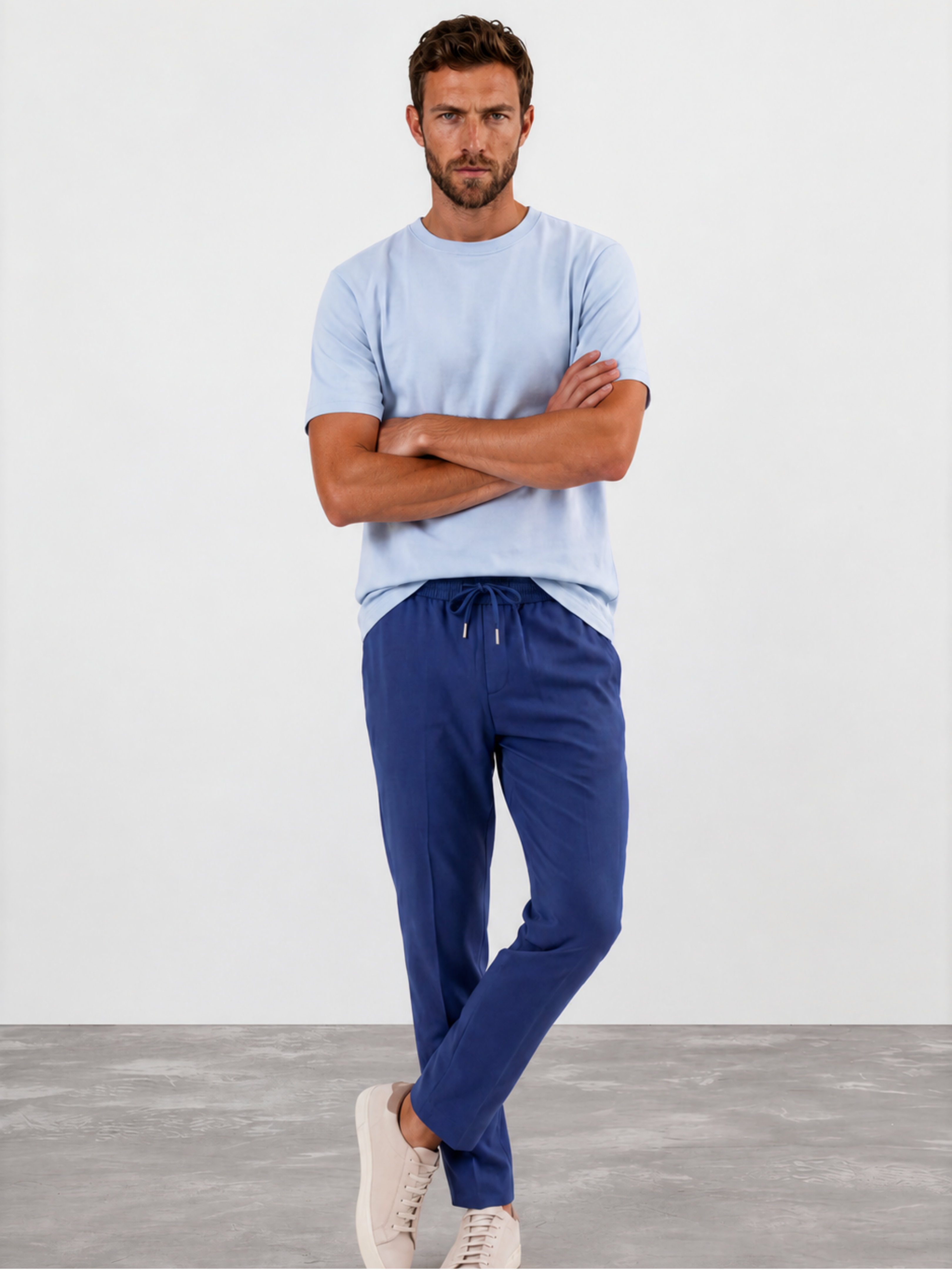 Dark Navy Drawstring Pant with Elastic Waistband