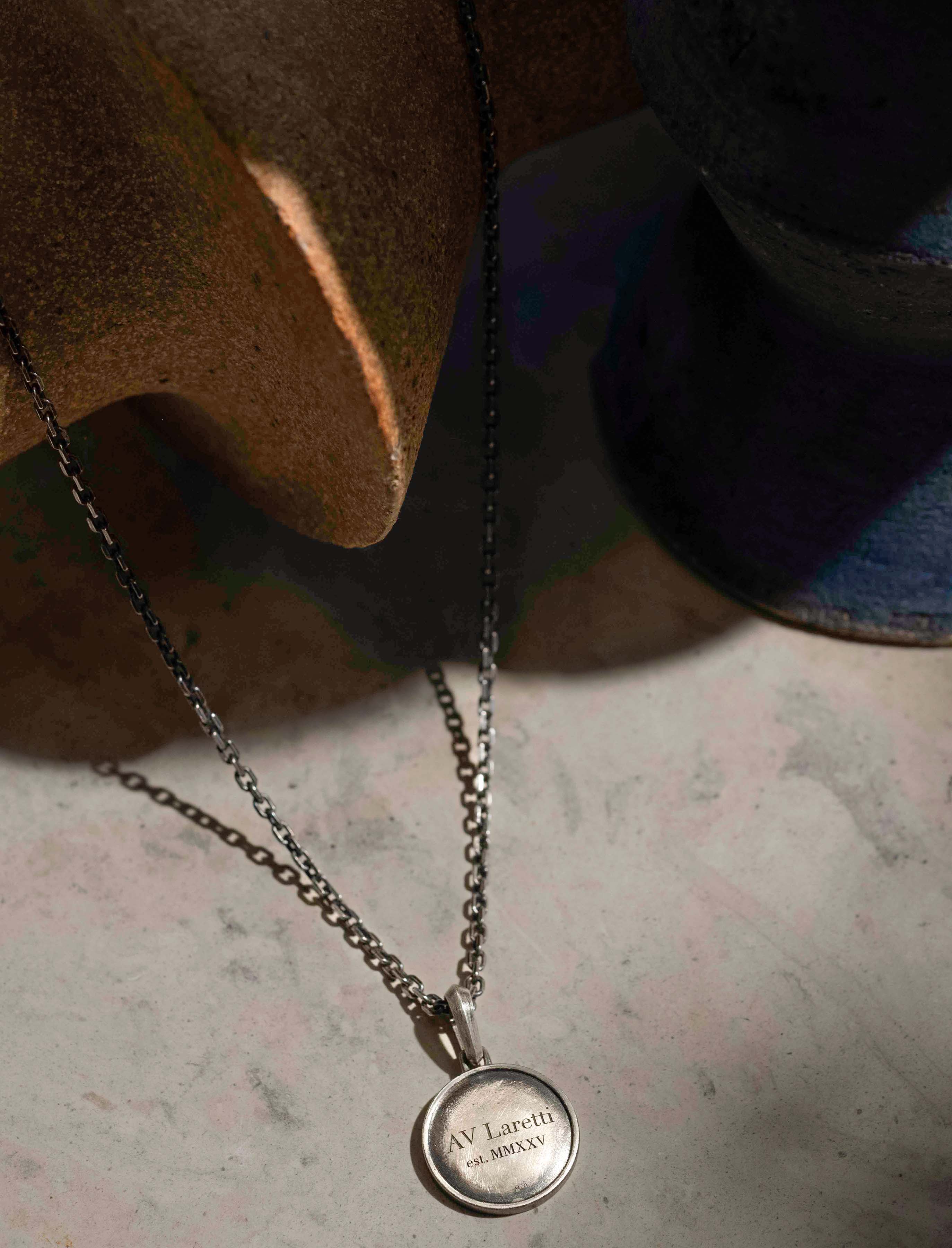 Modern mens silver necklace