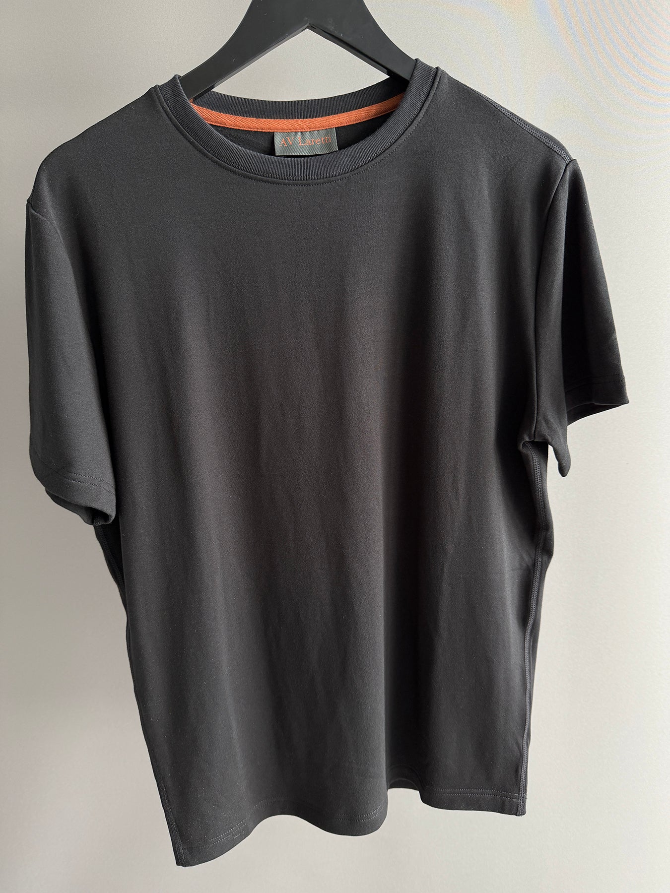 All black crew neck in black no contrast topstitching