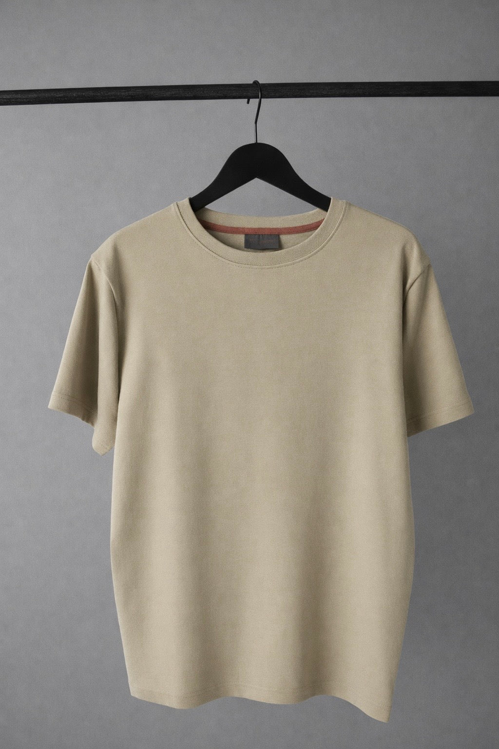 The standard crew neck in light beige