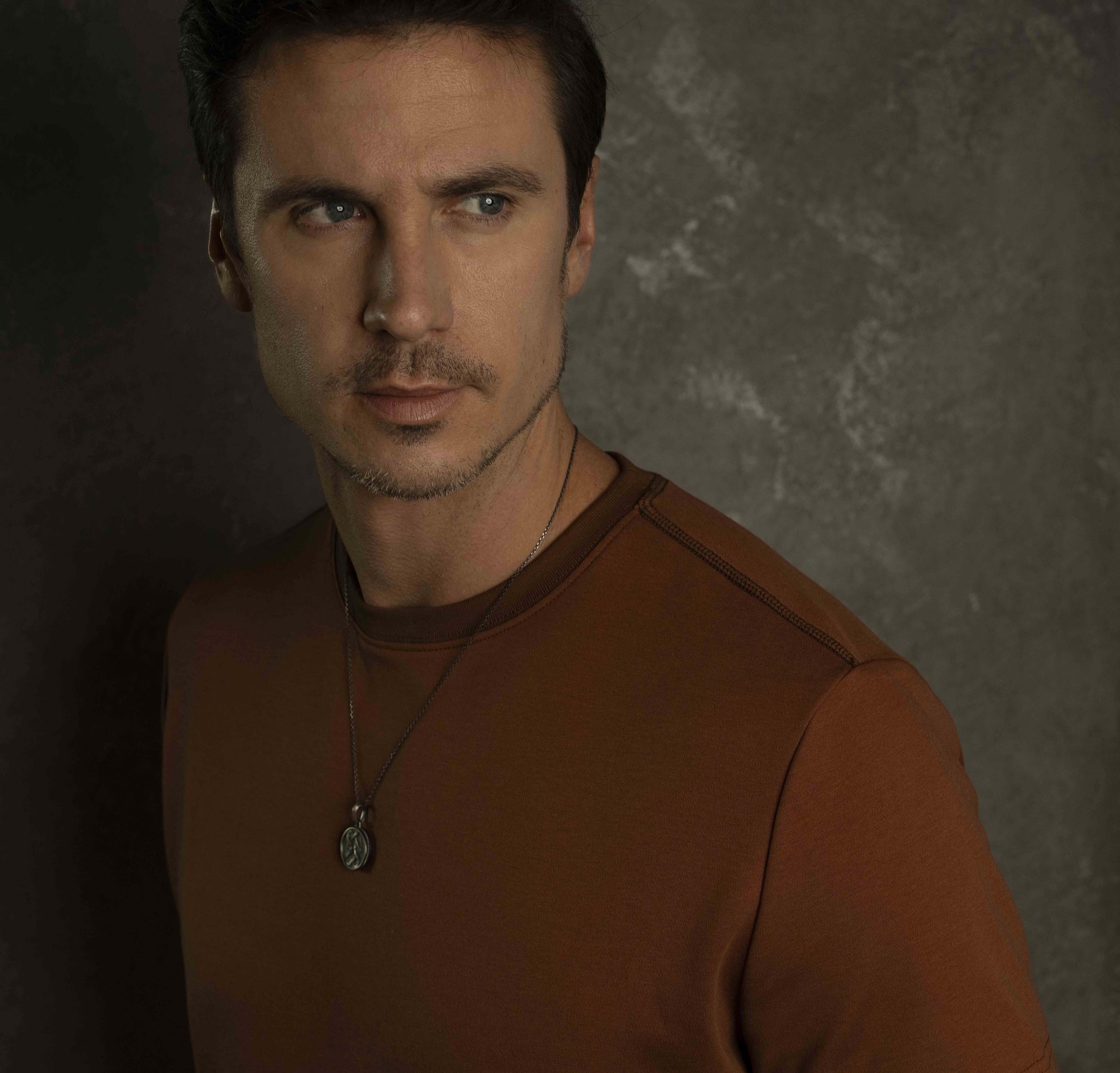 Designer menswear a mens brown tee with contrast stitching