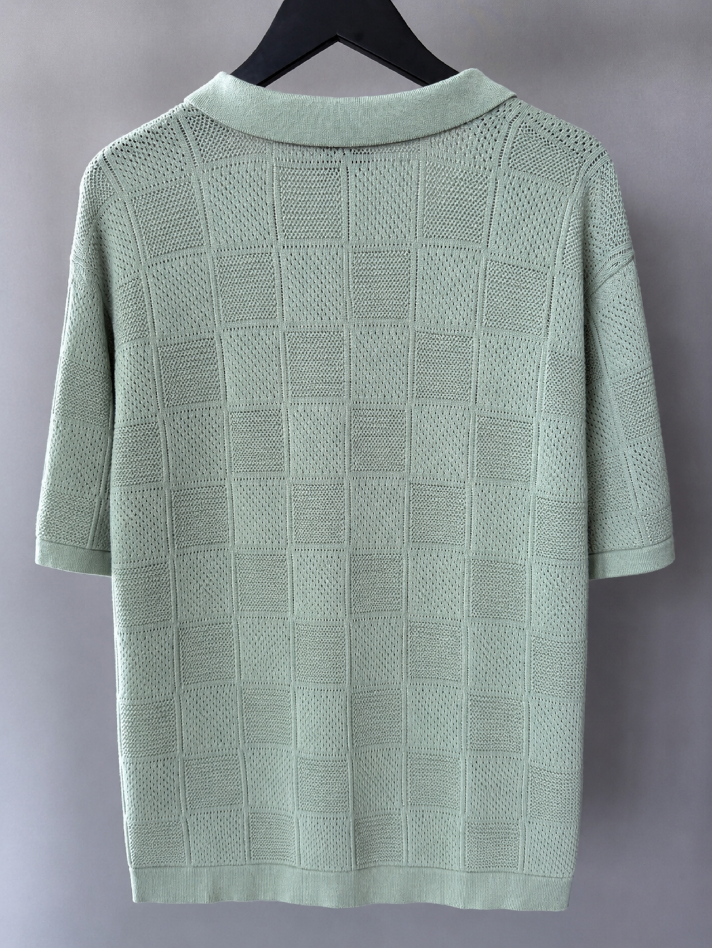 Sage Green Knitted Button-Front Shirt