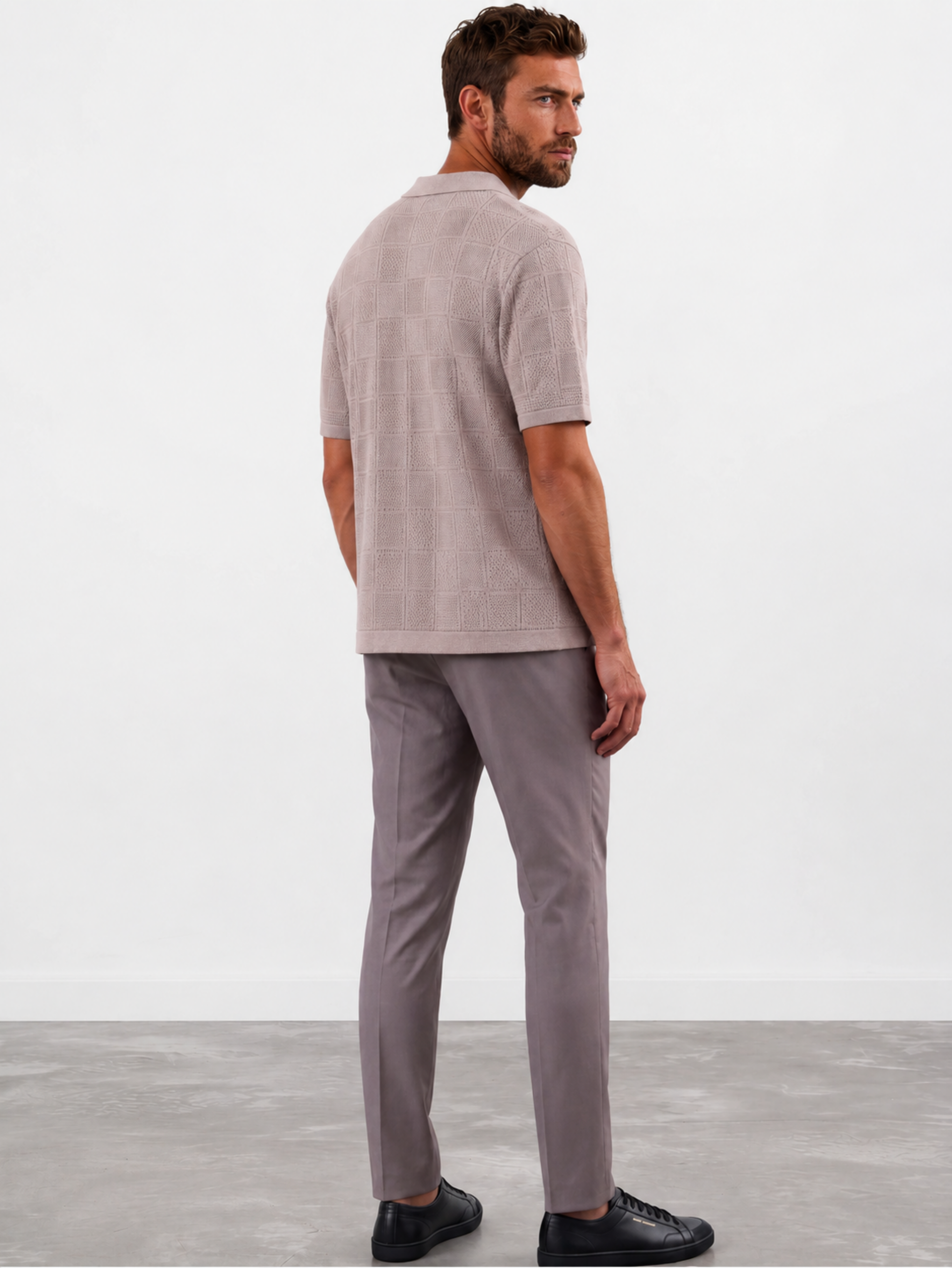 Taupe Knitted Button-Front Shirt
