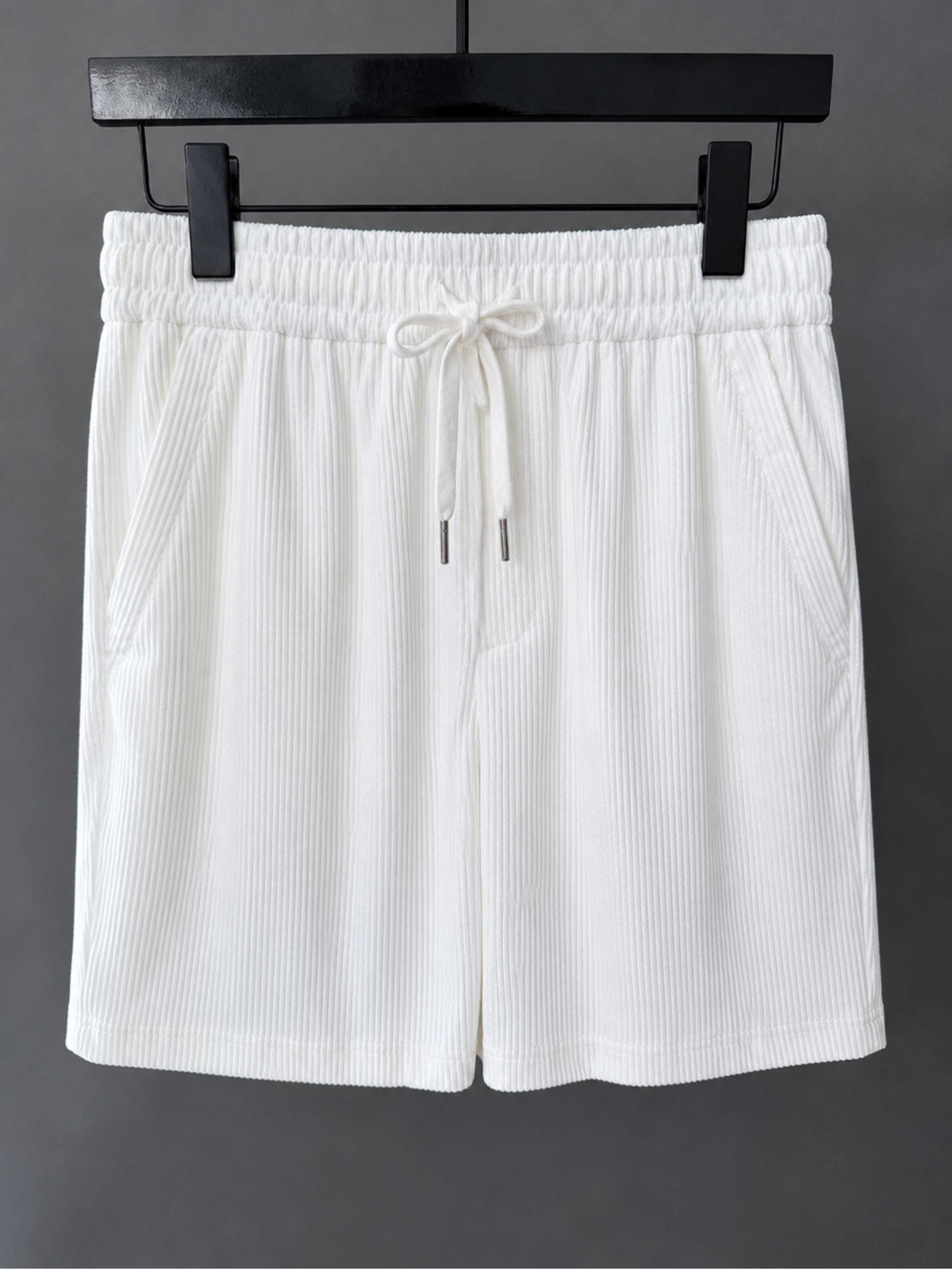 Off White Corduroy Elastic Waistband Short