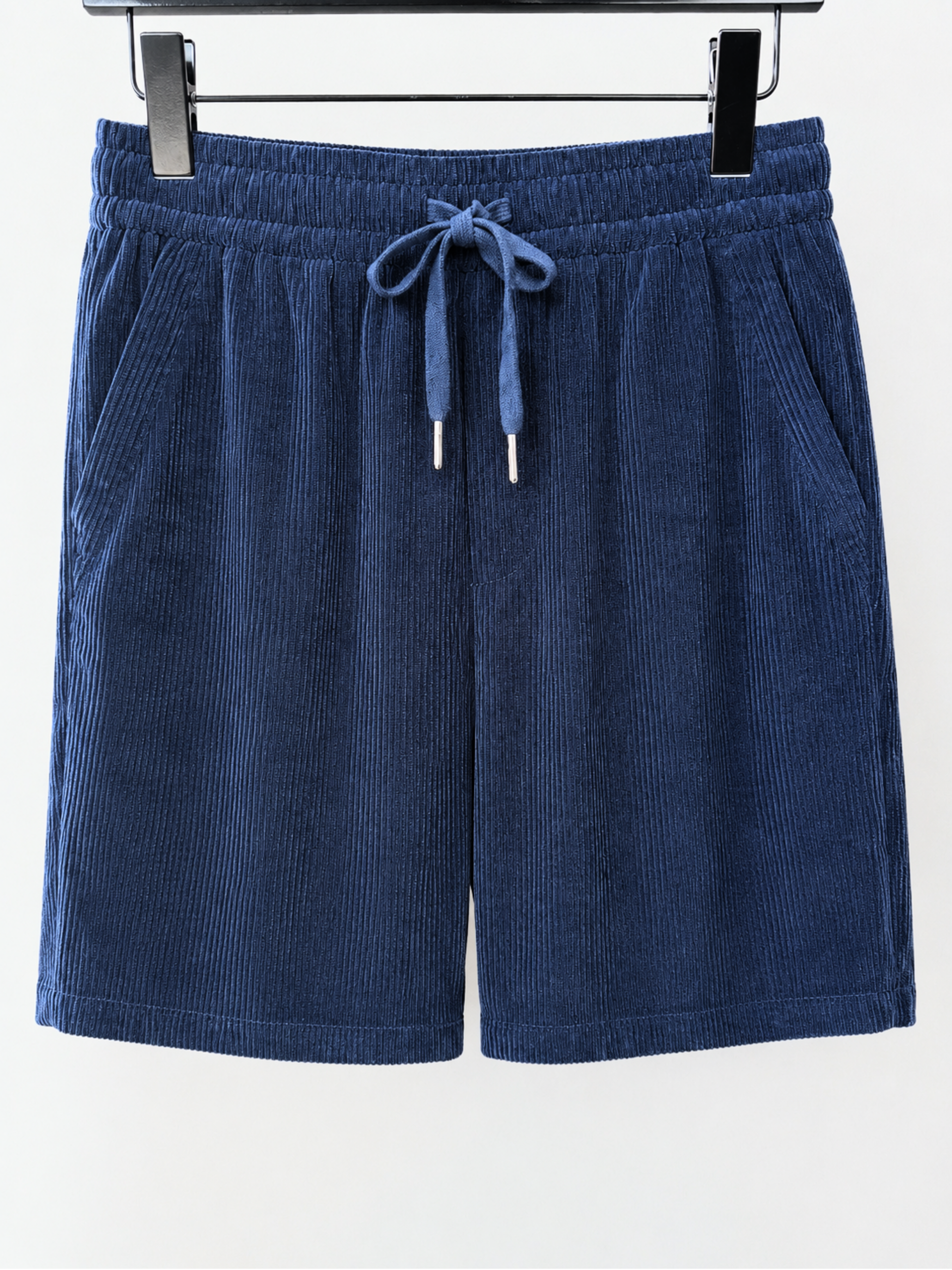 Navy Corduroy Elastic Waistband Short