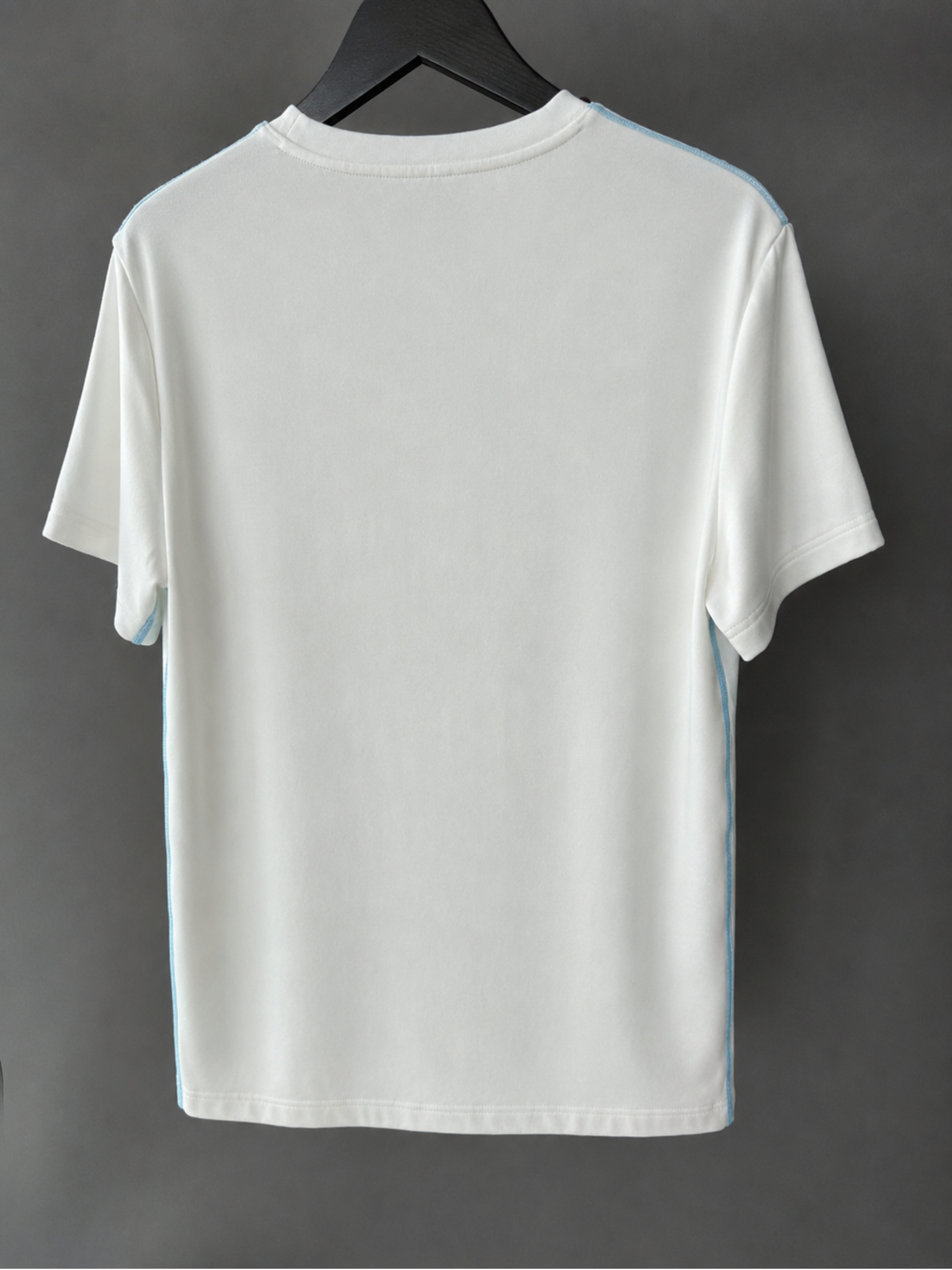 Off White with Contrast Blue Topstitching Standard Tee