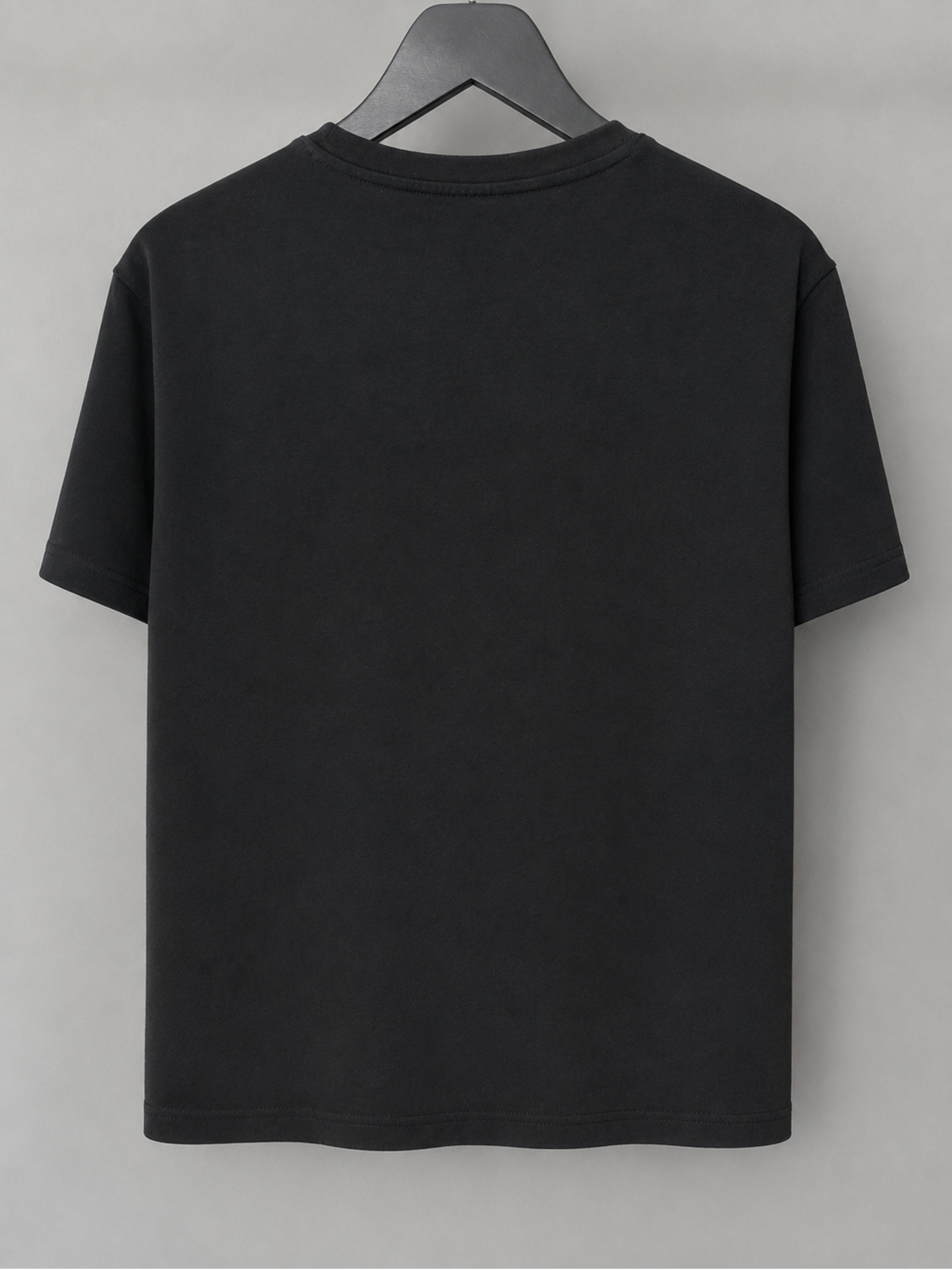 All black crew neck in black no contrast topstitching