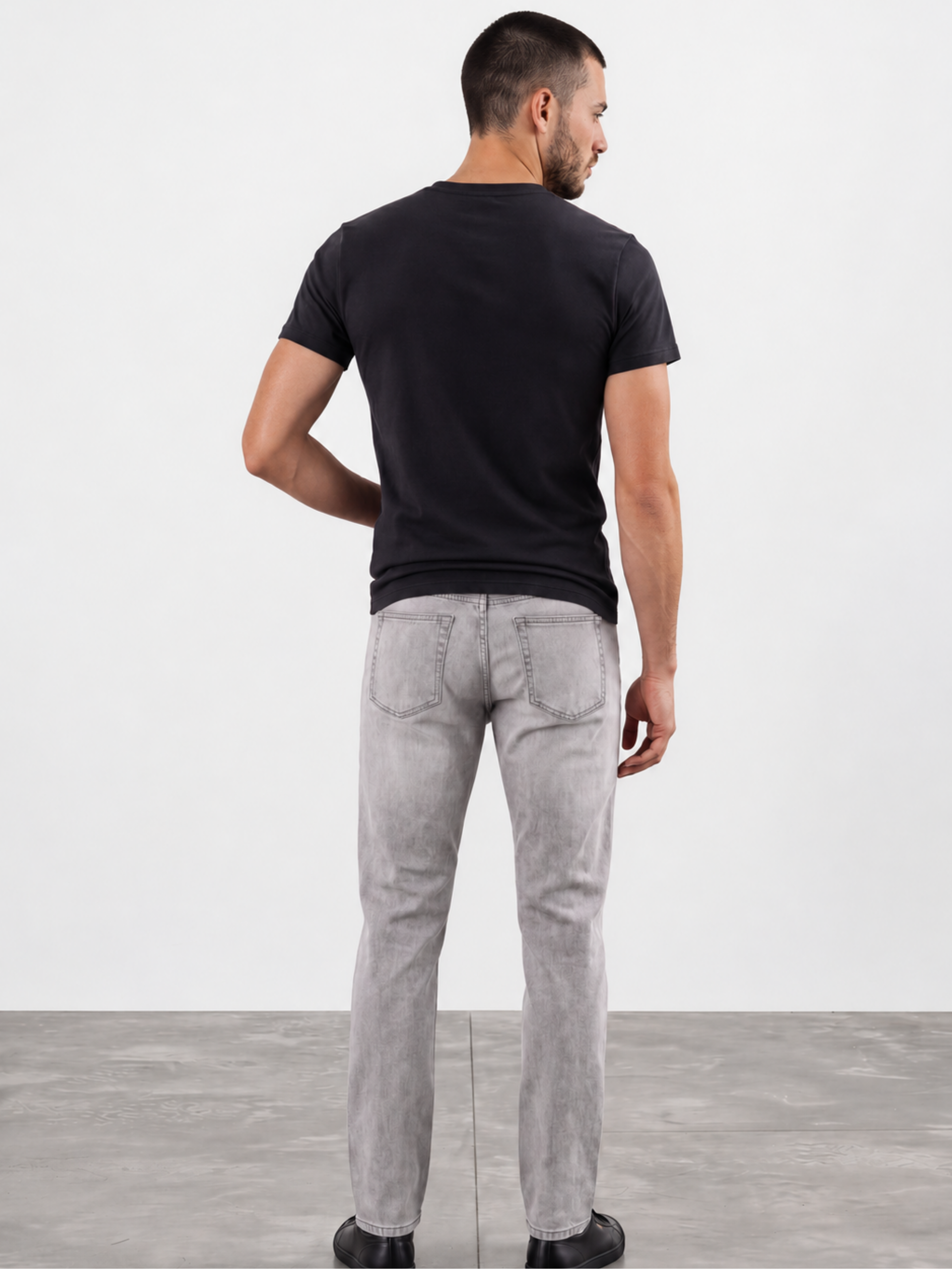 Black with saddle brown topstitching standard tee