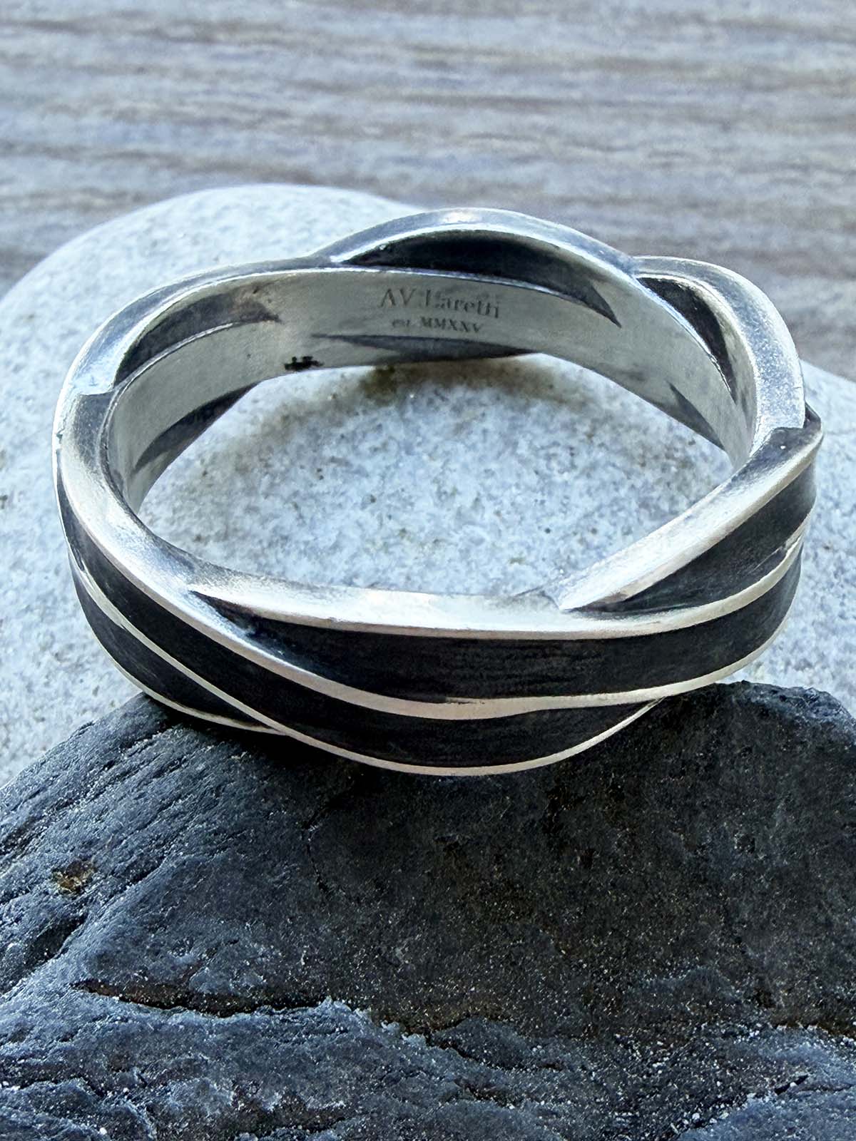 Oxidized sterling silver twisted ring