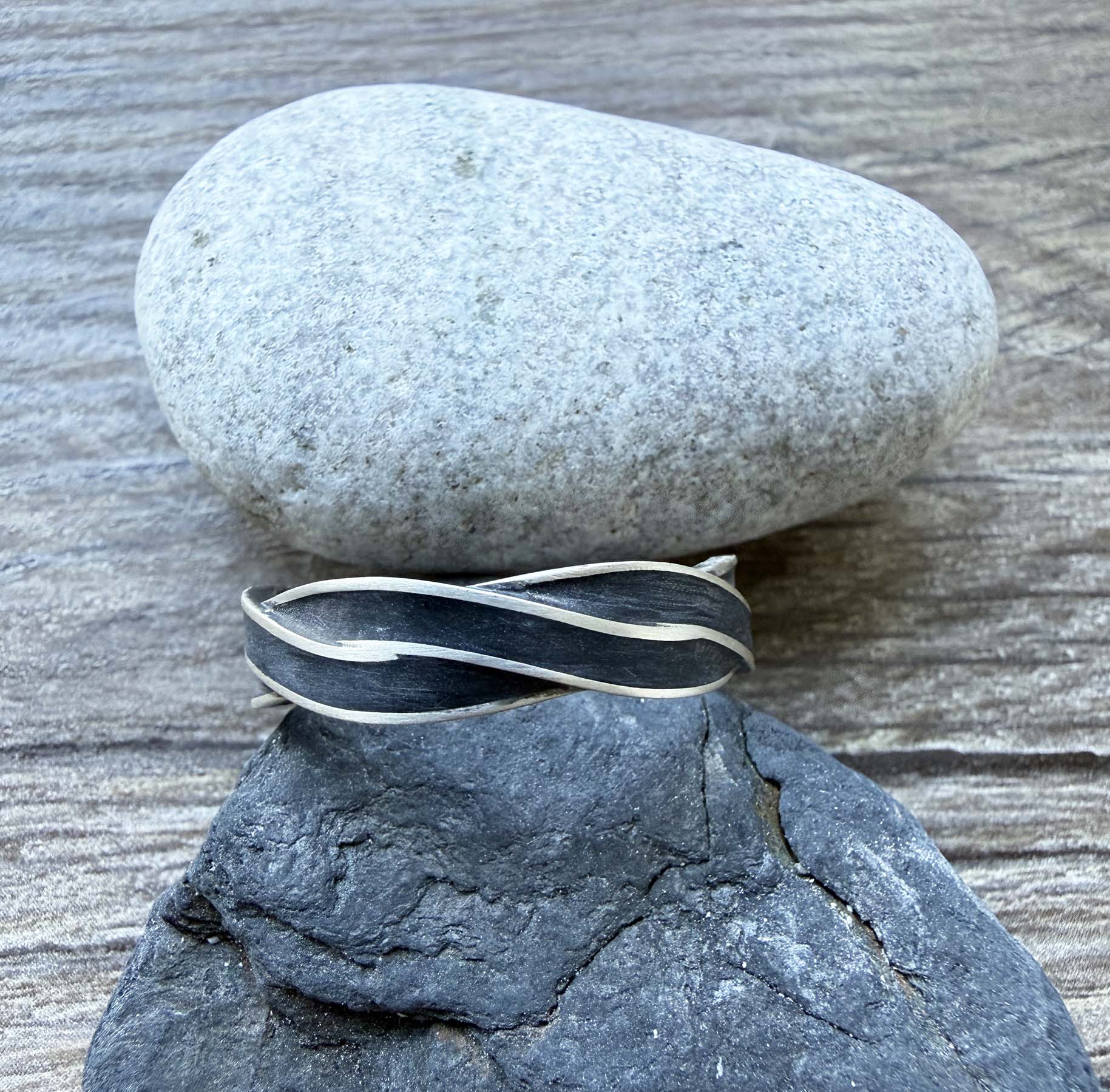 Oxidized sterling silver twisted ring