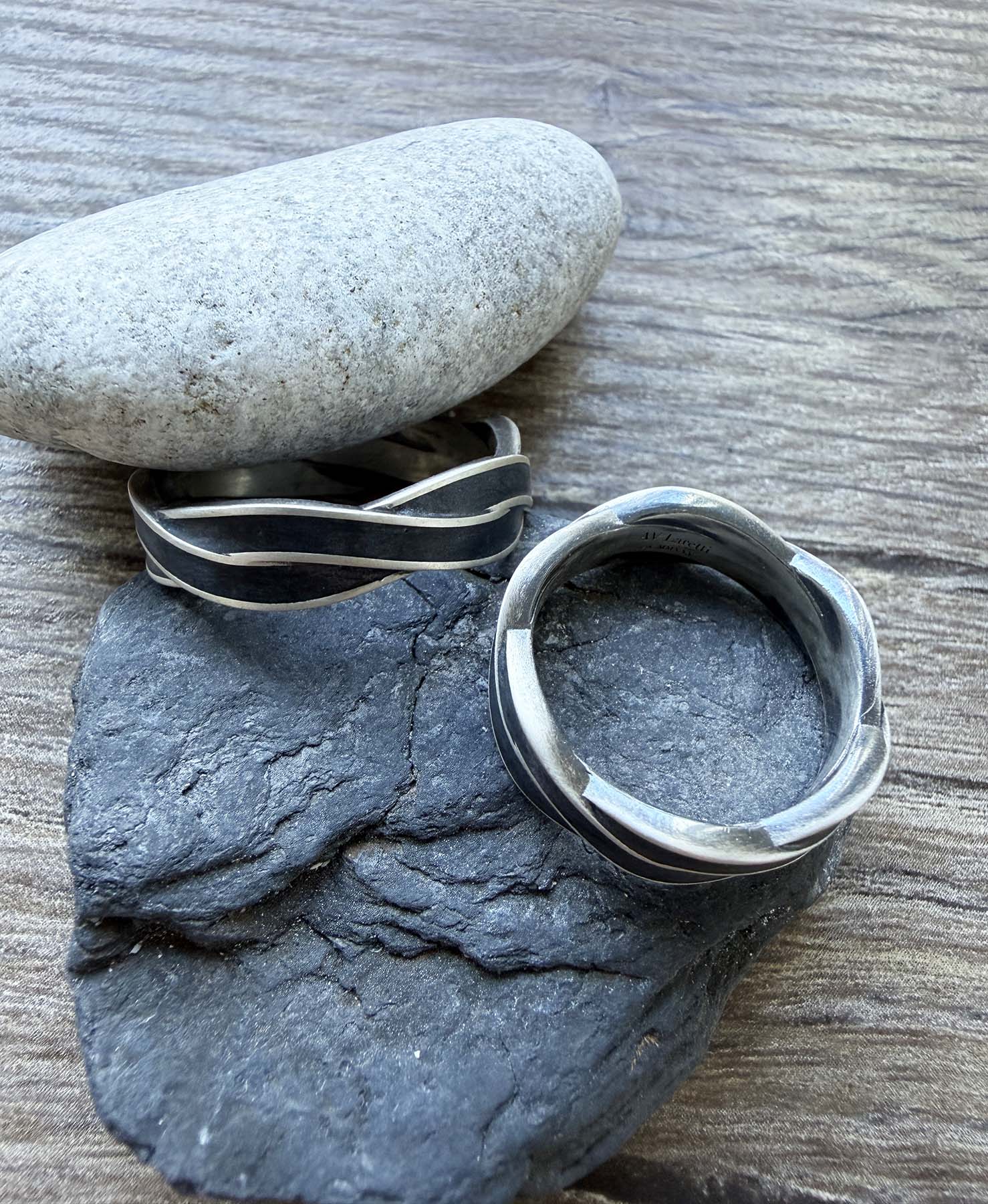 Oxidized sterling silver twisted ring