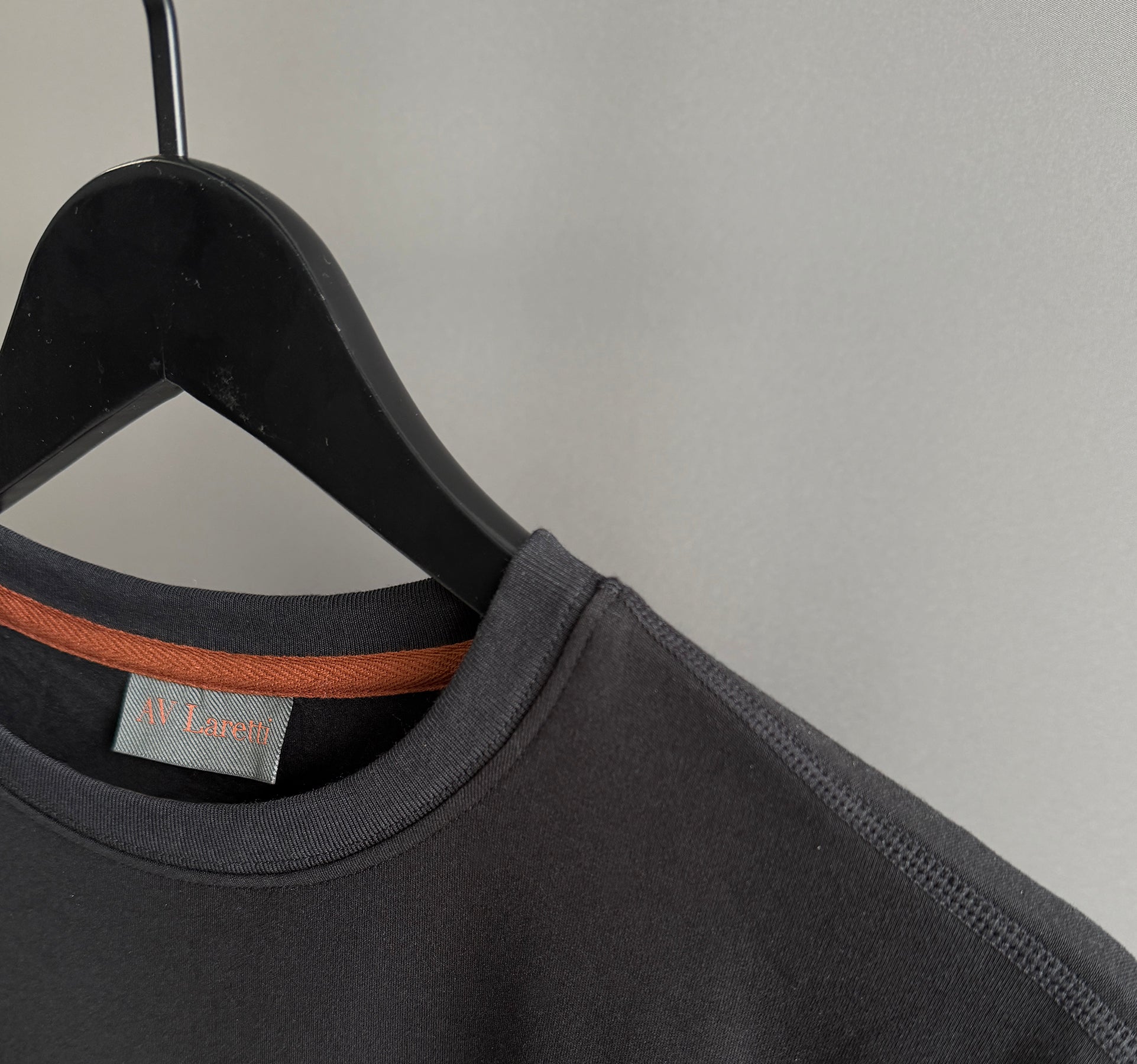 All black crew neck in black no contrast topstitching