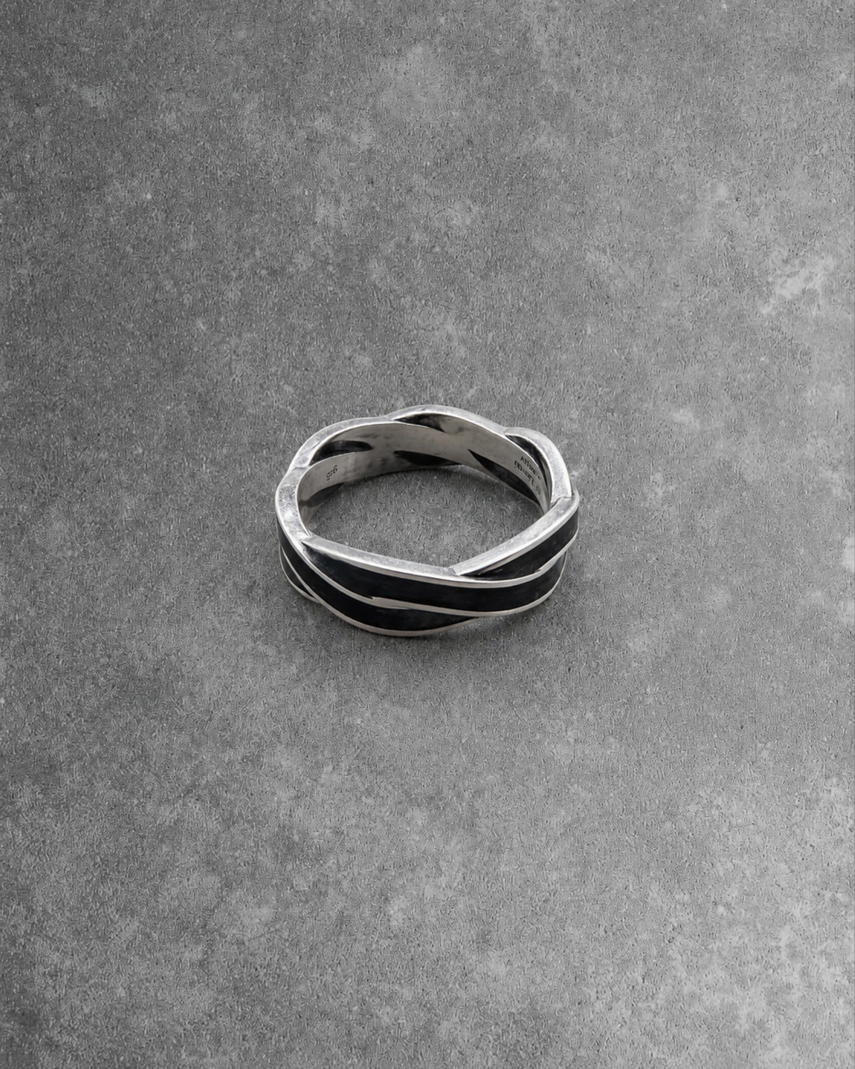 Oxidized sterling silver twisted ring