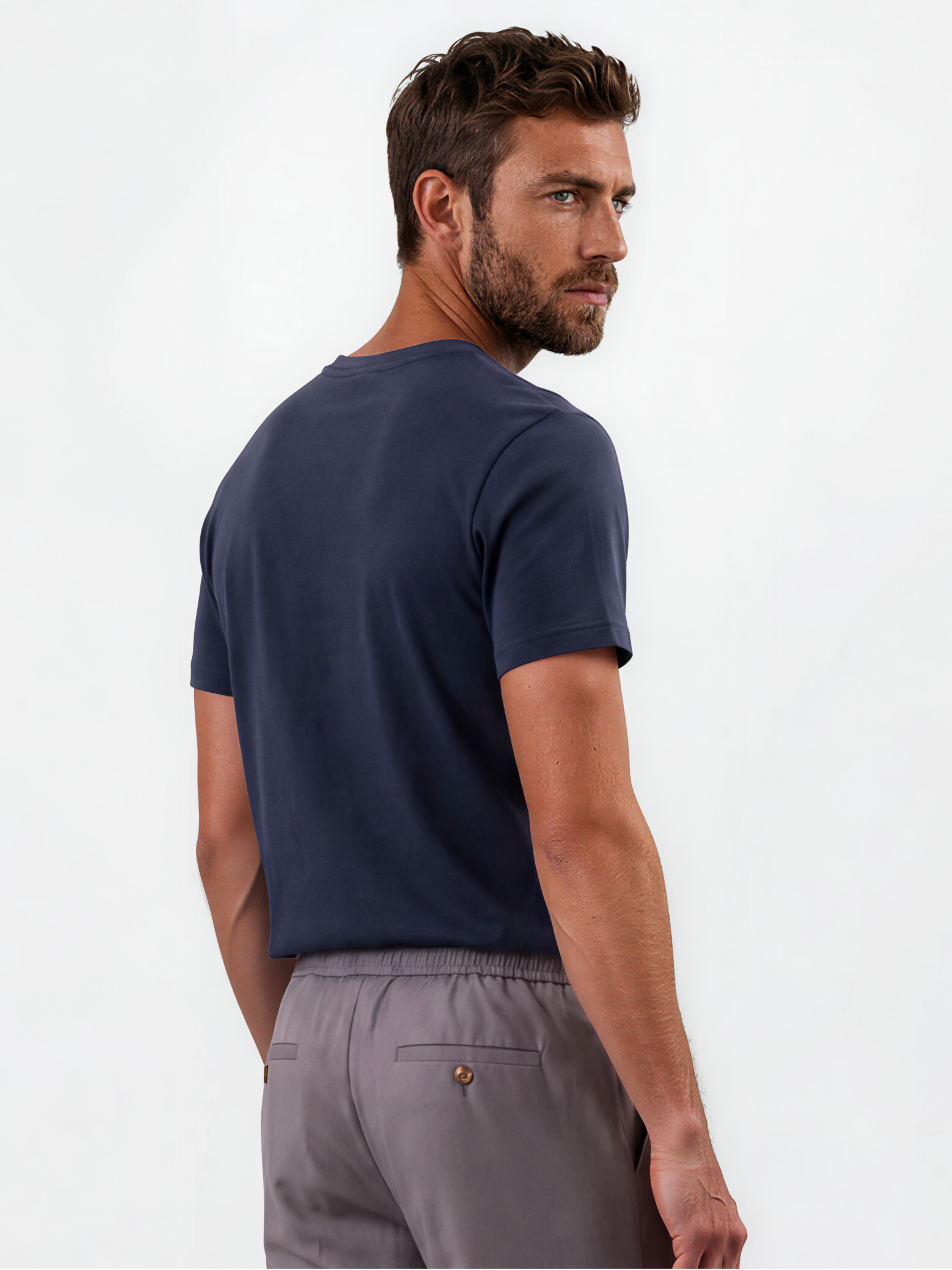 Navy blue standard crew neck